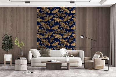 Behang - Fotobehang Patroon - Muziek - Vlinders - Breedte 200 cm x hoogte 300 cm