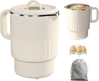 Opvouwbare waterkoker - 800ml - Reiswaterkoker met opbergtas en frame voor gestoomde eieren - campingwaterkoker met 600 W - BPA-vrij - Electrische Waterkoker voor Outdoor & Reizen & Indoor
