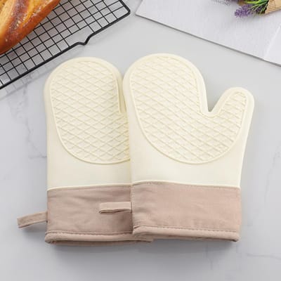 1 STKS Ovenwanten Siliconen Handschoenen Hittebestendig Anti-verbranding En Antislip Keuken Magnetron Bakken Dessert Gereedschap white