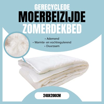 Eleganzzz Gerecycled Moerbeizijde Zomerdekbed - Katoen/Zijde - Zijden Dekbed - Mono Dekbed - Zomer Dekbed 240x200 cm - Lits Jumeaux - Dekbedden