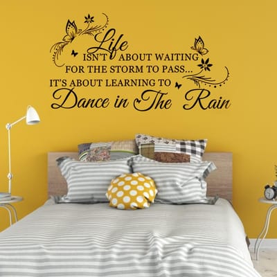 Sticker Mural Unique Lettre Anglaise avec Papillons Papier Peint Amovible Décoration Maison Chambre gray