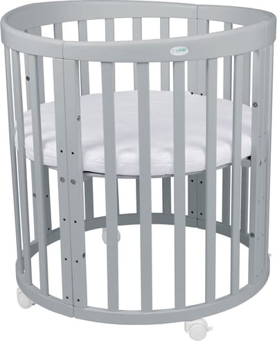 Multifunctioneel OVAAL 7 in 1 Babybed / peuterbed incl. matras - Grijs