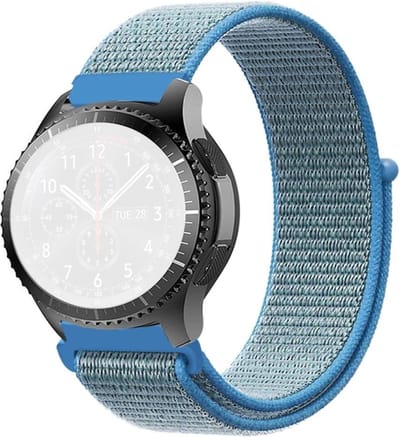 Nylon bandje - geschikt voor Samsung Galaxy Watch 7 / Watch FE / Watch 6 / Watch 6 Classic / Watch 5 / Watch 5 Pro / Watch 4 / Watch 4 Classic / Watch 3 41 mm / Active / Active 2 / Watch 42 mm - lichtblauw