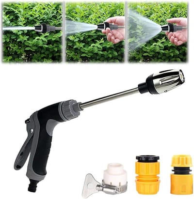 Allecto Plus - Hogedrukreiniger pistool met instelbaar mondstuk voor professionele reiniging - antislip handgreep - geschikt voor alle tuinslangen - met 3 aansluitingen
