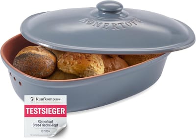 Keramische Broodpan voor Vers Broodopslag - Voedselveilige Broodcontainer in Blauw-Grijs