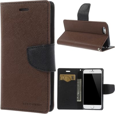 Wallet case Origineel Mercury Goospery Bookcase hoesje iPhone 6 6s Bruin zwart portemonnee