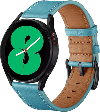 By Qubix - Geschikt voor Garmin bandje - lederen bandje - Blauw - Geschikt voor Garmin Vivoactive 6 / 5 / 3 - Smartwatch bandje 20mm