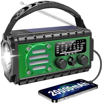 Unyqoos® noodradio met zonne-energie en powerbank voor buitenactiviteiten