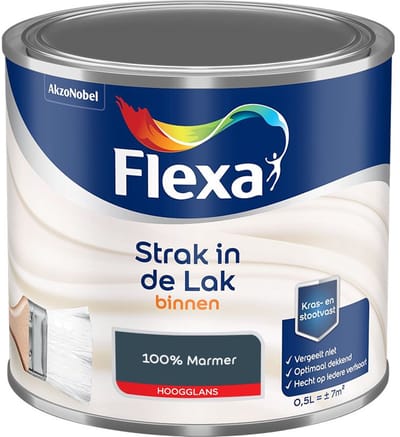 Flexa - Strak In De Lak Binnenlak Hoogglans - 100% Marmer - Mengverf - 500 Ml