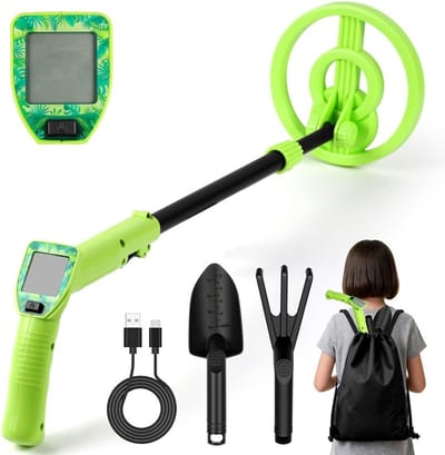 Metalen Detector voor Kinderen, Oplaadbare Waterdichte Detector met LCD Scherm, Lichtgewicht en Nauwkeurige Zoekmachine voor Goud en Munten