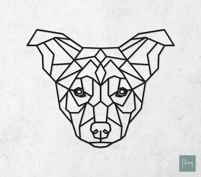 Laserfabrique Wanddecoratie - Geometrische Hond - Medium - Zwart - Geometrische dieren en vormen - Houten dieren - Muurdecoratie - Line art - Wall art