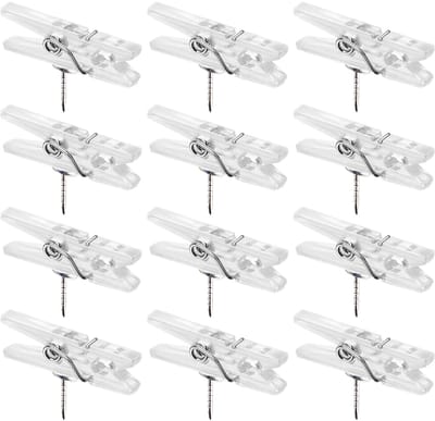 Dailygoods- Plastic Clips 60 Stuks - Doorzichtige Fotoclips - Metalen Drukspelden - Decoratieve Mini-Fotoclips - Voor Ophangen van Notities - Afmetingen 7x35 mm