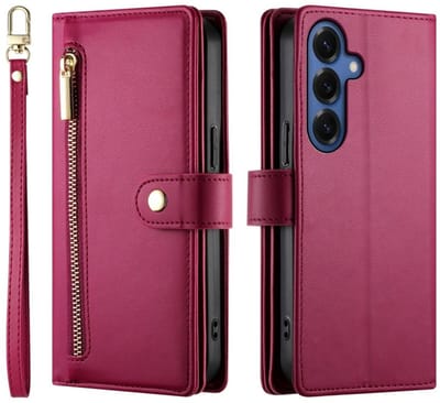 Luxe Portemonnee - Etui Hoes Tas geschikt voor Samsung Galaxy S26 - Met Schouder - Draagkoord - Rood