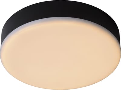 Lucide CERES-LED - Plafonnière (Plafondlamp) Badkamer - Ø 21,5 cm - LED Dimbaar - 1x30W 3000K - IP44 - Zwart