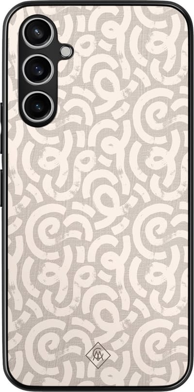 Casimoda® hoesje - Geschikt voor Samsung Galaxy A54 - Ivory Abstraction - Zwart TPU Backcover - Geometrisch patroon - Bruin/beige