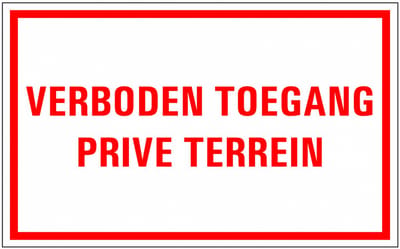 Verboden toegang privé terrein tekstbord, kunststof 200 x 125 mm
