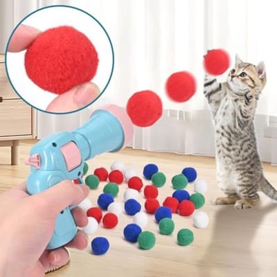 Interactieve Kattenbal Launcher Set met 50 Zachte Ballen