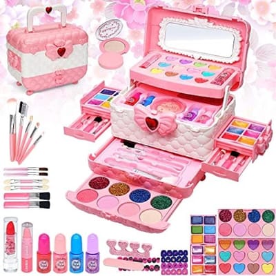 Kinderschminkset voor meisjes, make-up-set voor kinderen, speelgoed, Halloween, Kerstmis, verjaardag, prinses, 4 tot 12 jaar