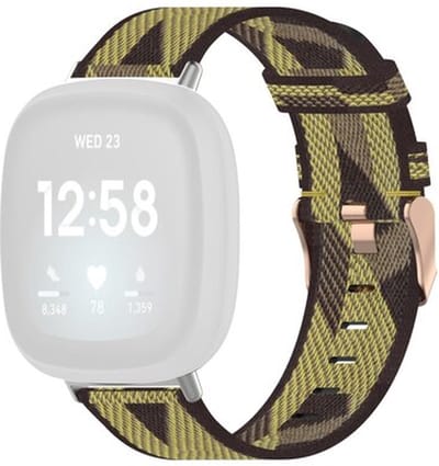 By Qubix - Compatible Fitbit bandje - geschikt voor Fitbit Versa 3/4 & Sense 1/2 Canvas nylon bandje - Geel Smartwatchbandje bandje Armband Polsband Strap Band Watchband