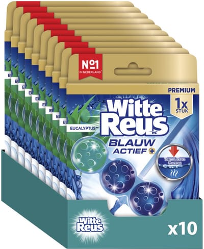 Witte Reus Blauw Actief Eucalyptus Toiletblok 50g - WC blokjes - Voordeelverpakking - 10 stuks