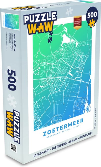 Puzzel Stadskaart - Zoetermeer - Blauw - Nederland - Legpuzzel - Puzzel 500 stukjes - Plattegrond