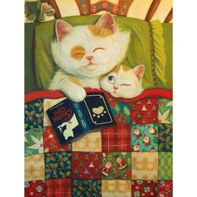 Peinture diamant mère et enfant chats 5D à faire soi-même, broderie, mosaïque, point de croix, décoration d'intérieur 20X30CM beige
