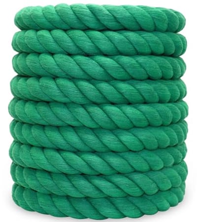 Sterk Gedraaid Groen Katoenen Touw 2,5 cm x 15,2 m voor Decoratie, Landschapsarchitectuur en Touwtrekken