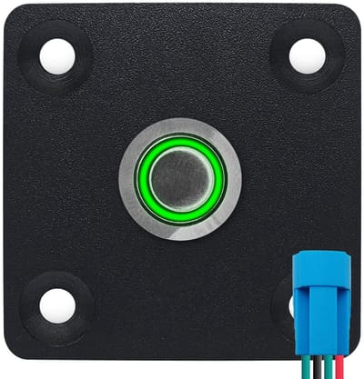 ProRide Metalen drukschakelaar Inbouwpaneel 12V ON-OFF - 12mm - met Aansluitkabel - 12V/24V - LED indicatie Groen