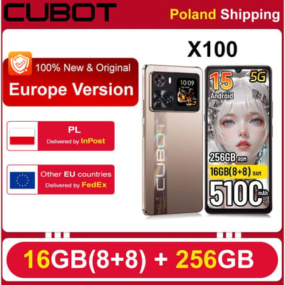 Verzending vanuit Polen: Cubot X100 Android 15 5G Smartphone 6.88" 16GB(8+8) RAM 256GB ROM 64MP 5100mAh 33W NFC Mobiele telefoon