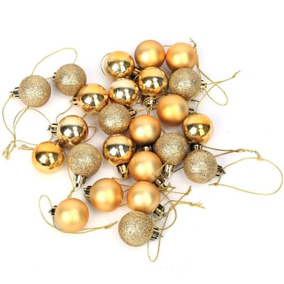 24 stuks Kerstboom Decoratie Bal Kerstbal Hangen Huis Kerstfeest Ornament Goudkleurig brown