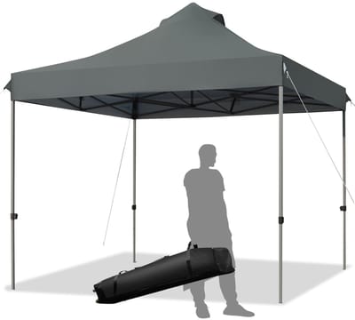 KOMFOTTEU Vouwpaviljoen, 3 x 3 m, paviljoen, waterdicht, stabiel, tuinpaviljoen, in hoogte verstelbaar met roldraagtas, partytent, tuintent, zonwering voor outdoor, feest, festival, markt