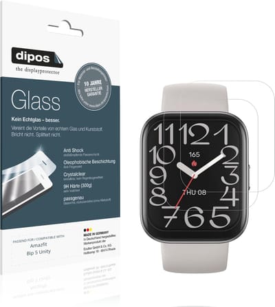 dipos – 2x Pantserfolie geschikt voor Amazfit Bip 5 Unity | 9H Screenprotector