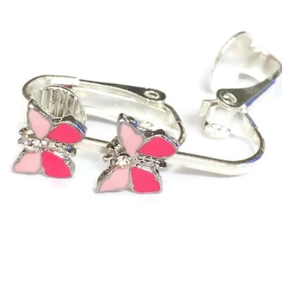 Clip Oorbellen Kinderen - Oorclips - Vlinder - Roze - 1 Glitter - Knopjes - MNQ bijoux
