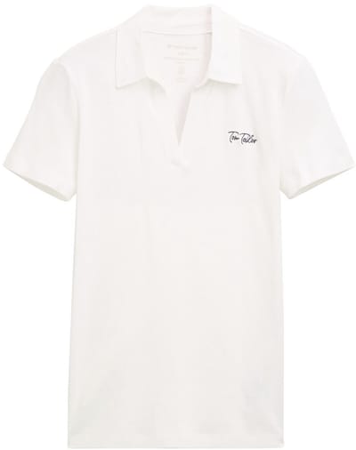 Tom Tailor - Basic poloshirt met geborduurd logo - Maat L - Whisper White