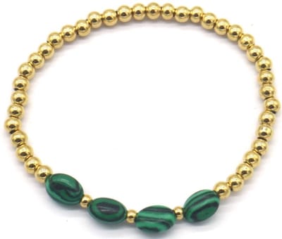 Kralenarmband - kralen - armband - elastiek - sieraad - accessoire - goudkleurig - groen - hip - trendy - tijdloos - geschenk - cadeau - feest - feestdagen - verjaardag - dames - vrouwen - unisex – heren