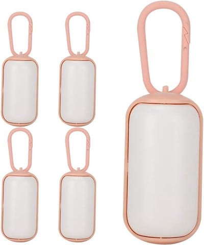 Huisdier afvalzakdispenser - Poepzakhouder - Hondenuitlaten - Complete 5-pack - 8 x 4 x 4 cm - Roze en wit