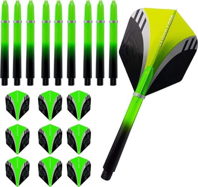 ABC Dart - Dart Flights en Darts Shafts Medium - Tribal groen - 3 sets