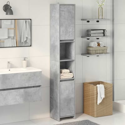 vidaXL - Badkamerkast - 30x30x183,5 - cm - spaanplaat - betongrijs