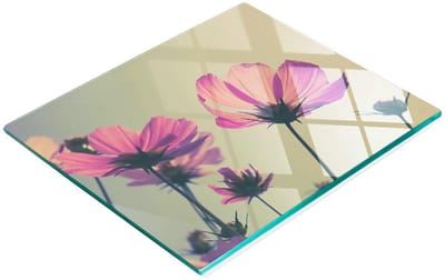 Keukenplank van gehard glas met decoratieve afbeelding van roze bloemen, 60x52 cm