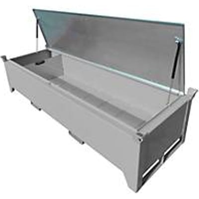 Fluorescentiebuizendoos BAUER SL-N 220, plaatstaal, toegankelijk voor rolstoelgebruikers, verzinkt deksel, afneembaar tussenschot, B 2300 x D 800 x H 530 mm, grijs