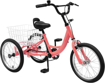 Kinderdriewieler 16 inch - Driewieler kind - Buiten spelen - Stabiel stalen frame - Tot 50 kg - Oranje