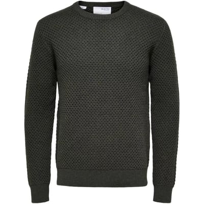 SELECTED HOMME SLHOCTAVIAN LS HONEYCOMB CREW NECK W Heren Trui - Maat M