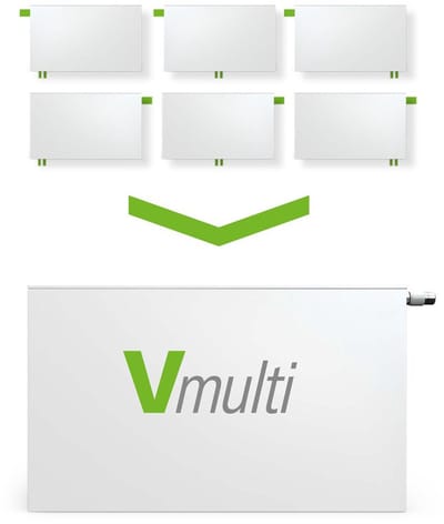 Kermi X2 Plan-Vmulti universele radiator, type 12, 605x605, wit, ventiel, PTX120600601N1K