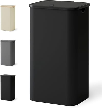 Grote wasmand met deksel van 100 liter, smalle wasverzamelaar, opvouwbare was-sorter met handvat, zwart