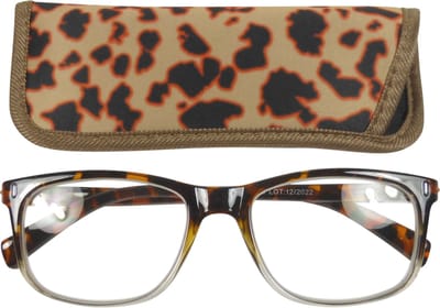 Lilly&June Leesbril Havana/Transparant met Metalen Scharnier +1 - Met Bijpassend Etui