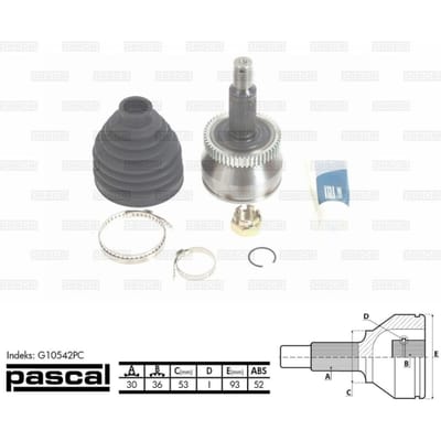 Homokineet reparatie set, aandrijfas PASCAL G10542PC