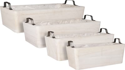 Mica Decorations Maud Bloempotten Set - 45x28x11.5 cm - Hout - Wit