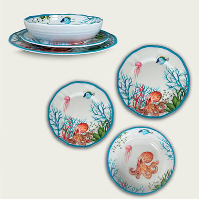 Arca ABISSI - Set van 2 Melamine Dinerborden Ø28xH2cm – licht in gewicht – makkelijk stapelbaar – voor binnen en buiten