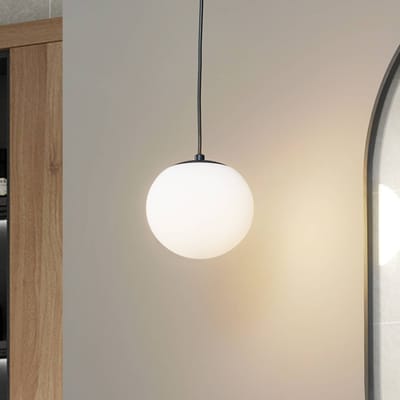 Lucande - hanglamp - 1licht - Staal, glas - H: 13.5 cm - E14 - zwart