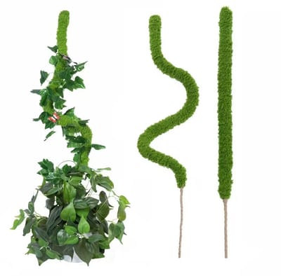 Kokospalmstelen - 2 stuks - Mosstelen - 50 cm - Flexibel en vormbaar - Geschikt voor klimplanten binnenshuis - Plantensteunen - Groen
